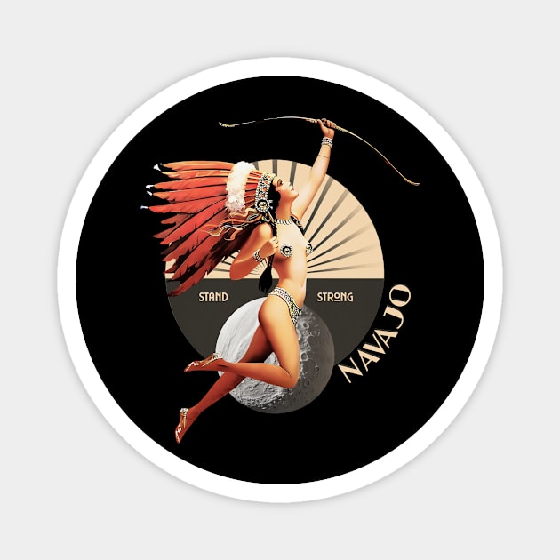 Navajo 1920's Art Deco Indian Moon Pin Up Girl Retro Stand Strong Magnet by The Dirty Gringo